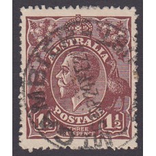 Australian    King George V   1½d Penny Half Pence Brown   Single Crown WMK  Plate Variety 8L23